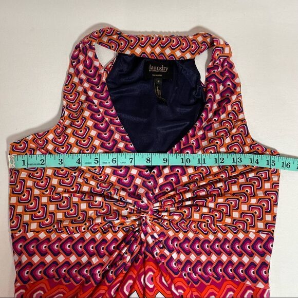 Laundry Shelli Segal Twisted Cinched bust geometric halter Dress Size 6 - Picture 4 of 12